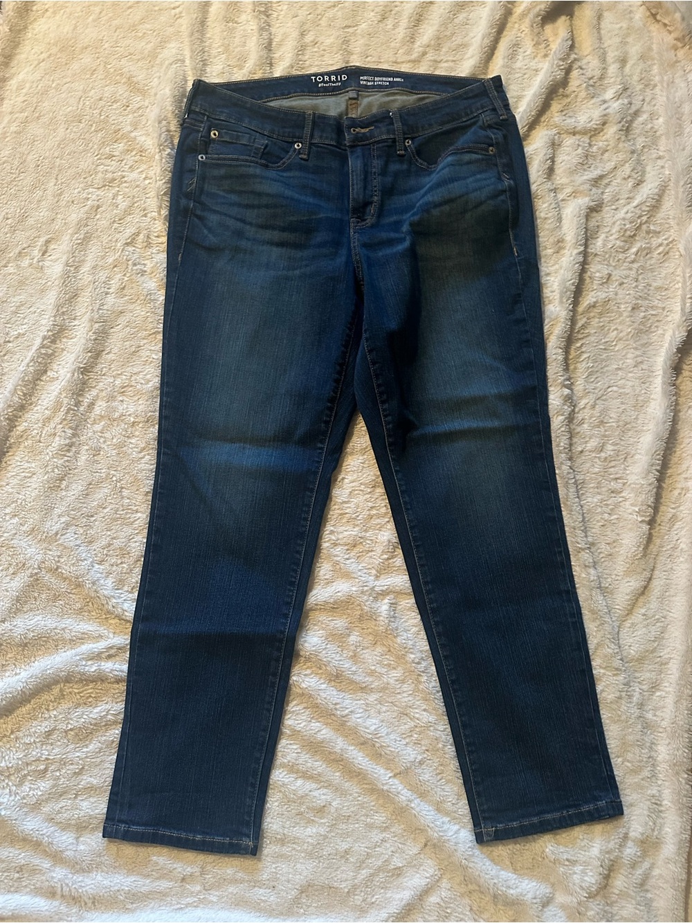 torrid dark denim, perfect boyfriend ankle vintage stretch jeans.